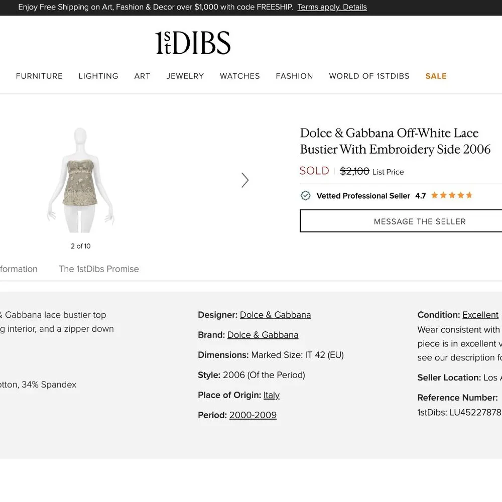 RARE ARCHIVAL 2006 Dolce & Gabbana Off-White Lace Bustier With Embroidery - Picture 2 of 4